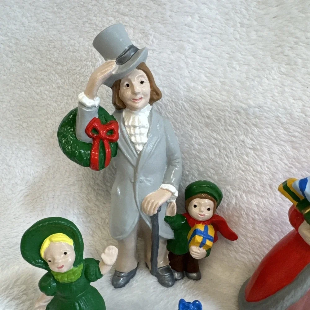 Vintage Christmas Village Figurine Set Victorian Family Carolers 5 Piece